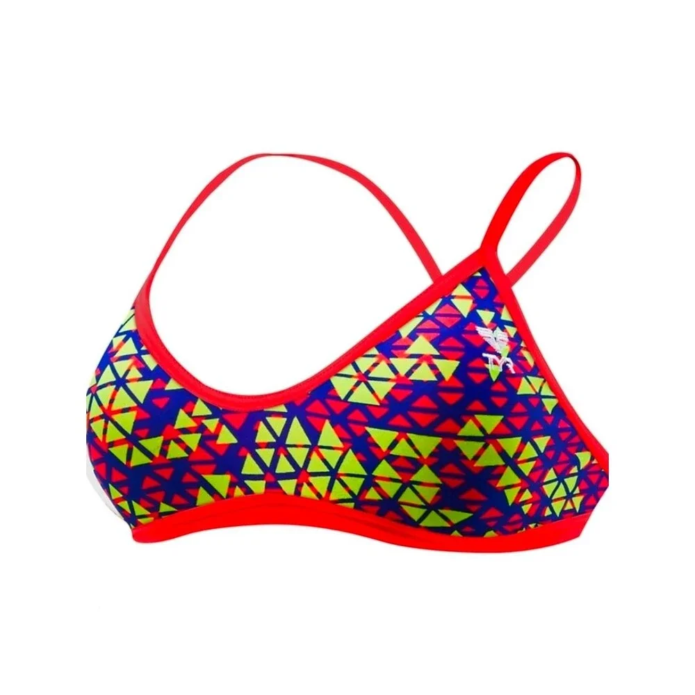 TYR Modena Trinity Bikini Top WBTMOD7A Red Yellow Women's Size S (4-6)